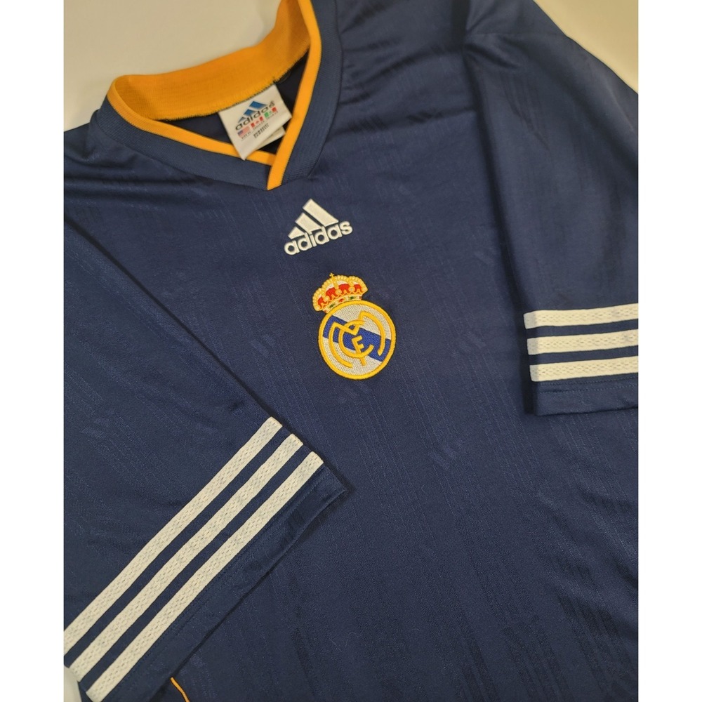 Vintage Adidas Real Madrid CF Training Jersey Men's XL Blue Yellow Soccer Futbol